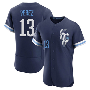 Salvador Perez Men's Authentic Kansas City Royals Navy 2022 City Connect Jersey