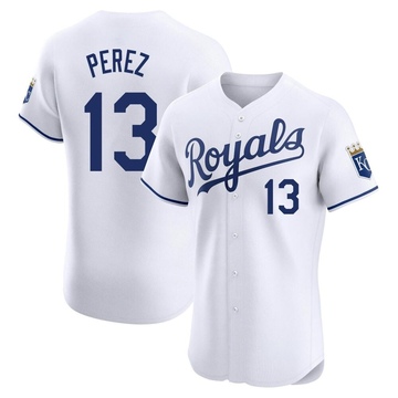 Salvador Perez Men's Elite Kansas City Royals White Home Jersey