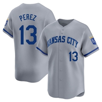 Salvador Perez Men's Limited Kansas City Royals Gray Away Jersey