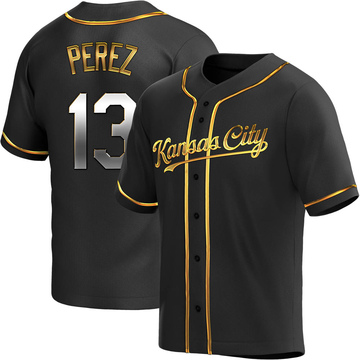 Salvador Perez Men's Replica Kansas City Royals Black Golden Alternate Jersey