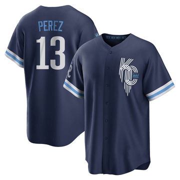 Salvador Perez Men's Replica Kansas City Royals Navy 2022 City Connect Jersey