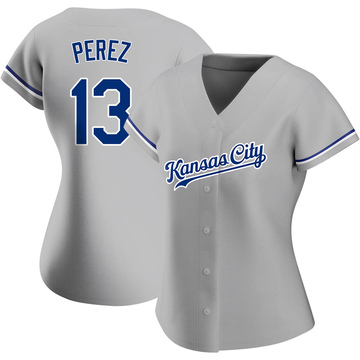 Salvador Perez Women's Authentic Kansas City Royals Gray Road Jersey