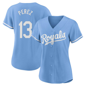 Salvador Perez Women's Authentic Kansas City Royals Light Blue 2022 Alternate Jersey