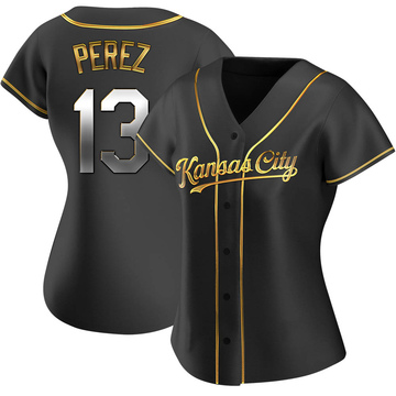 Salvador Perez Women's Replica Kansas City Royals Black Golden Alternate Jersey