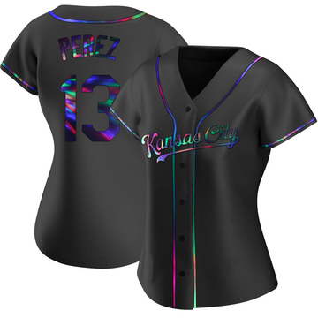 Salvador Perez Women's Replica Kansas City Royals Black Holographic Alternate Jersey