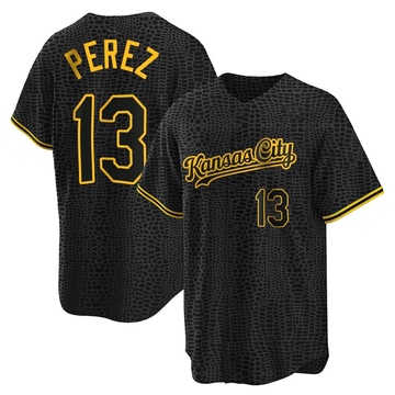 Salvador Perez Youth Replica Kansas City Royals Black Snake Skin City Jersey