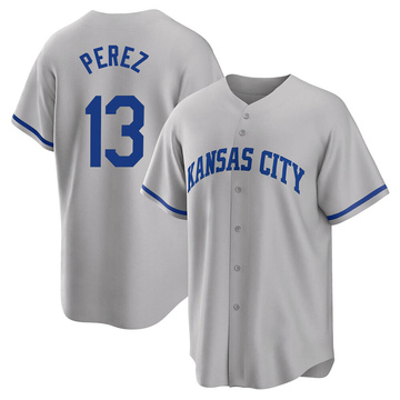 Salvador Perez Youth Replica Kansas City Royals Gray 2022 Road Jersey