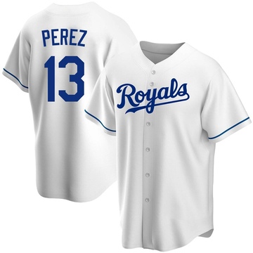 Salvador Perez Youth Replica Kansas City Royals White Home Jersey