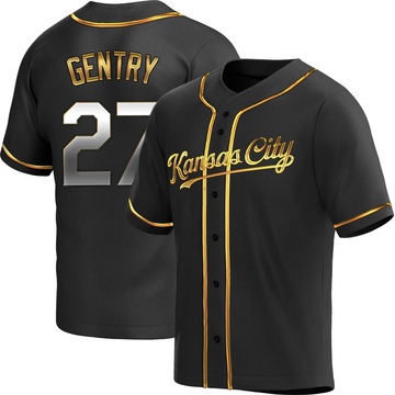 Tyler Gentry Men's Replica Kansas City Royals Black Golden Alternate Jersey