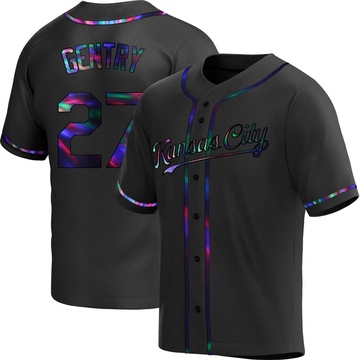 Tyler Gentry Men's Replica Kansas City Royals Black Holographic Alternate Jersey