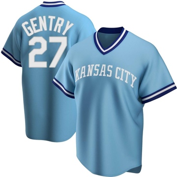 Tyler Gentry Men's Replica Kansas City Royals Light Blue Road Cooperstown Collection Jersey