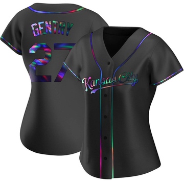 Tyler Gentry Women's Replica Kansas City Royals Black Holographic Alternate Jersey