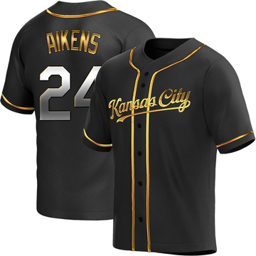 Willie Aikens Men's Replica Kansas City Royals Black Golden Alternate Jersey