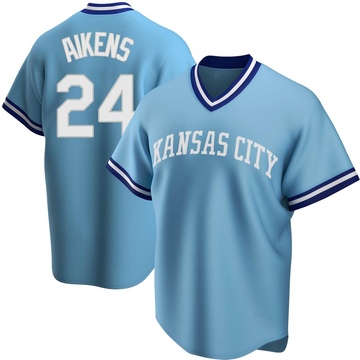 Willie Aikens Men's Replica Kansas City Royals Light Blue Road Cooperstown Collection Jersey