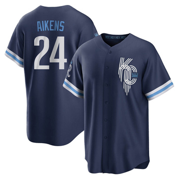 Willie Aikens Men's Replica Kansas City Royals Navy 2022 City Connect Jersey