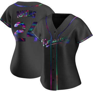 Willie Aikens Women's Replica Kansas City Royals Black Holographic Alternate Jersey