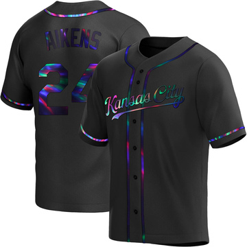 Willie Aikens Youth Replica Kansas City Royals Black Holographic Alternate Jersey